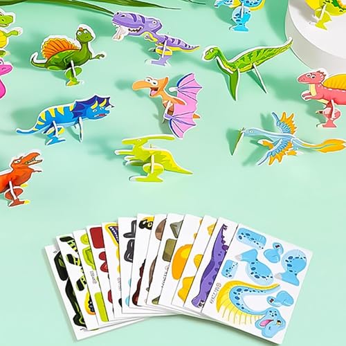 Flowarmth Educational 3D Cartoon Puzzle, Flowarmth Puzzle, 25Pcs Not Repeating 3D Puzzles for Kids Toys, DIY 3D Animal Learning Educational Paper Puzzle (Dinosaur) von LQX