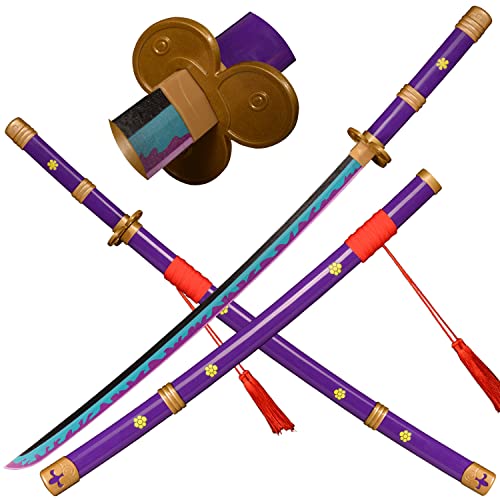 LQZJG Cosplay Anime Bambus Schwert, Roronoa Zoro Schwert Katana AME no Habakiri Katana lila 103cm/40 Zoll von LQZJG