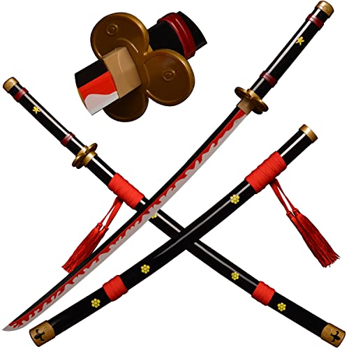 LQZJG Cosplay Anime Bambus Schwert, Roronoa Zoro Schwert Katana AME no Habakiri Katana schwarz 103cm/40 Zoll von LQZJG