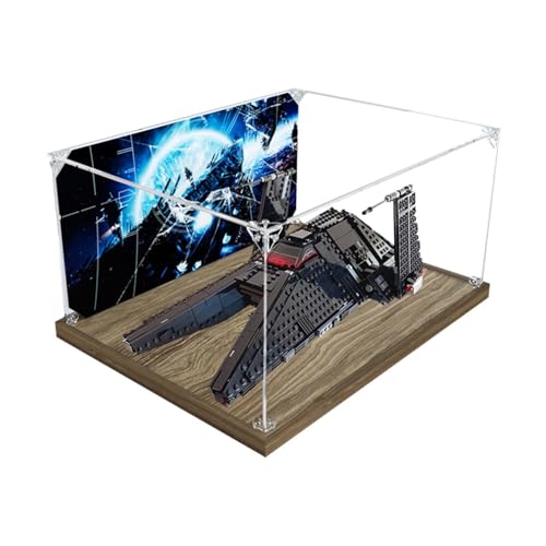 LRDECOR Acryl Staubdichte Vitrine Entwickelt für LE-GO 75336 Transportflugzeug Bausteinmodell, Transparente Box, Displaybox Kompatibel mit Le-go 75336.(Kein Modell) (Holzsockel) von LRDECOR