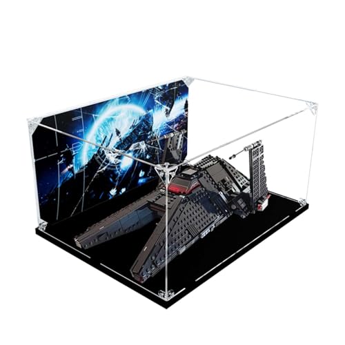 LRDECOR Acryl Staubdichte Vitrine Entwickelt für LE-GO 75336 Transportflugzeug Bausteinmodell, Transparente Box, Displaybox Kompatibel mit Le-go 75336.(Kein Modell) (Schwarzer Sockel) von LRDECOR