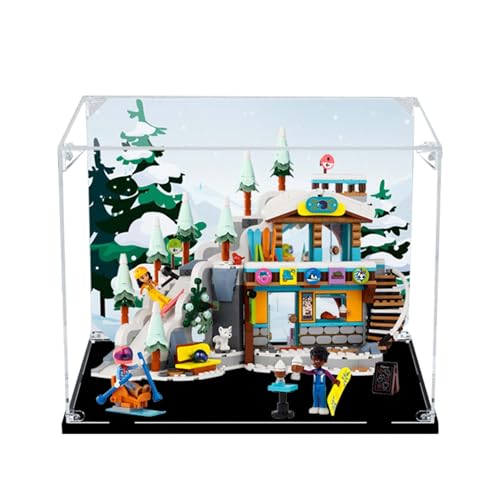 LRDECOR Acryl Staubdichte Vitrine Entworfen für LE-GO 41756 Holiday Ski Resort Bausteinmodell, Transparente Box, Displaybox Kompatibel mit Le-go 41756.(Kein Modell) (Hintergrund1) von LRDECOR