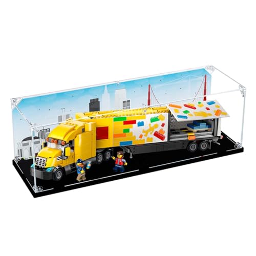 LRDECOR Acryl Staubdichte Vitrine Entworfen für LE-GO 60440 Gelbes Transport-LKW-Blockmodell, transparente Box, Displaybox kompatibel mit Le-go 60440. (kein Modell) (Hintergrund1) von LRDECOR