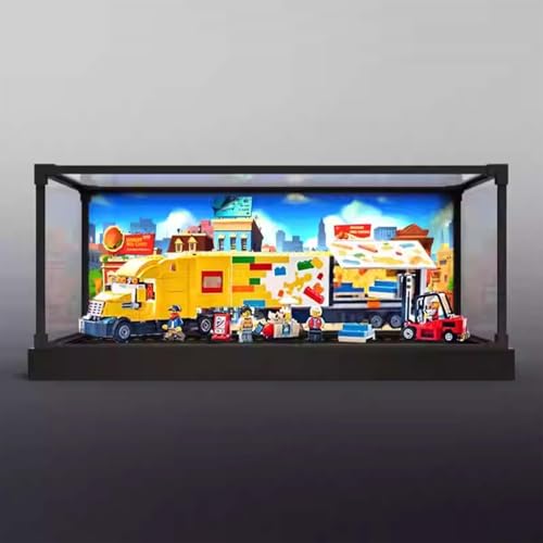 LRDECOR Acryl Staubdichte Vitrine Entworfen für LE-GO 60440 Gelbes Transport-LKW-Blockmodell, transparente Box, Displaybox kompatibel mit Le-go 60440. (kein Modell) (Hintergrund3) von LRDECOR