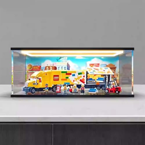 LRDECOR Acryl Staubdichte Vitrine Entworfen für LE-GO 60440 Gelbes Transport-LKW-Blockmodell, transparente Box, Displaybox kompatibel mit Le-go 60440. (kein Modell) (Hintergrund4) von LRDECOR