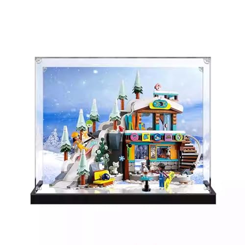 LRDECOR Acryl staubdichte Vitrine entworfen für LE-GO 41756 Holiday Ski Resort Bausteinmodell, transparente Box, Displaybox kompatibel mit Le-go 41756.(Kein Modell) (background2) von LRDECOR