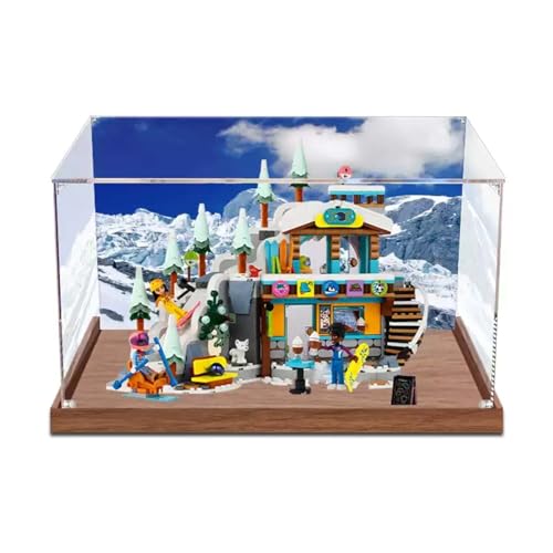 LRDECOR Acryl staubdichte Vitrine entworfen für LE-GO 41756 Holiday Ski Resort Bausteinmodell, transparente Box, Displaybox kompatibel mit Le-go 41756.(Kein Modell) (background3) von LRDECOR