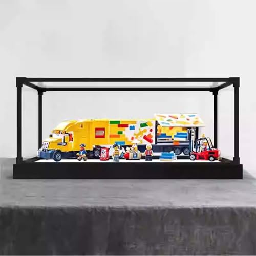 LRDECOR Acryl staubdichte Vitrine entworfen für LE-GO 60440 Gelbes Transport-LKW-Blockmodell, transparente Box, Displaybox kompatibel mit Le-go 60440. (kein Modell) (Legierung weißer Boden) von LRDECOR