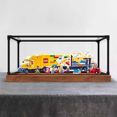 LRDECOR Acryl staubdichte Vitrine entworfen für LE-GO 60440 Gelbes Transport-LKW-Blockmodell, transparente Box, Displaybox kompatibel mit Le-go 60440. (kein Modell) (Legierungsholzbasis) von LRDECOR