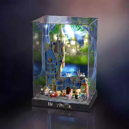 LRDECOR Acryl staubdichte Vitrine entworfen für LE-GO 75969 Hogwarts Astronomie Turm Bausteinmodell, transparente Box, Displaybox kompatibel mit Le-go 75969.(Kein Modell) (background2) von LRDECOR