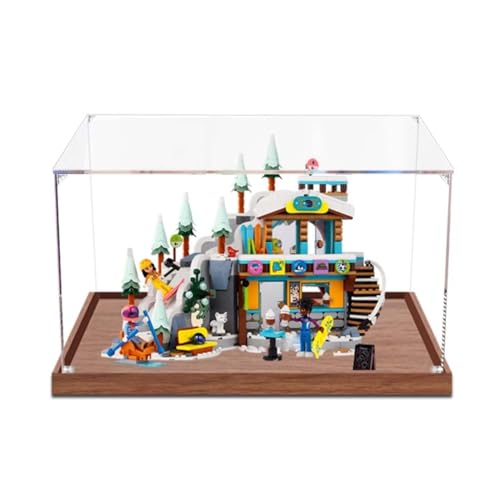 LRDECOR Staubdichte Acrylvitrine für LE-GO 41756 Holiday Ski Resort Bausteinmodell, transparente Box, Displaybox kompatibel mit Le-go 41756. (kein Modell) (2 mm Holzsockel) von LRDECOR