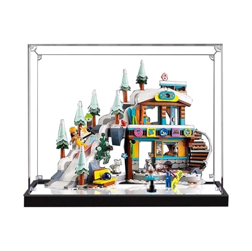 LRDECOR Staubdichte Acrylvitrine für LE-GO 41756 Holiday Ski Resort Bausteinmodell, transparente Box, Displaybox kompatibel mit Le-go 41756. (kein Modell) (2 mm Spiegelfuß) von LRDECOR