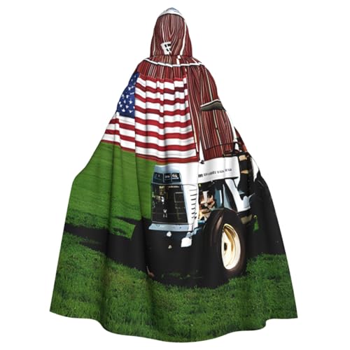 LRHCNZDCP Alter Traktor Foto Bauernhof gedruckt Unisex Kapuze Robe Umhang Erwachsene Umhang Cosplay Uniform Sensenmann Vampir Party Halloween Faschingskostüme von LRHCNZDCP