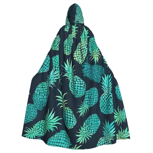 LRHCNZDCP Blauer Ananas-Aufdruck, Unisex, Kapuzenumhang für Erwachsene, Cosplay, Uniform, Sensenmann, Vampir-Party, Halloween, Faschingskostüme von LRHCNZDCP