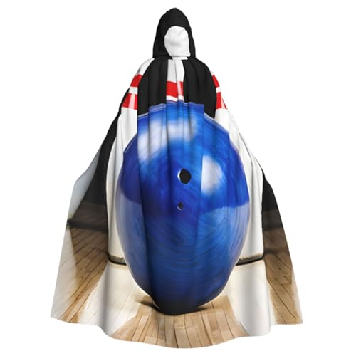 LRHCNZDCP Bowling bedruckter Unisex-Bademantel mit Kapuze, Umhang für Erwachsene, Cosplay, Uniform, Sensenmann, Vampir-Party, Halloween, Faschingskostüme von LRHCNZDCP