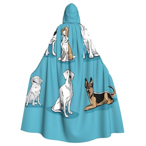 LRHCNZDCP Cartoon-Beagle-Hund, bedruckt, Unisex, Kapuzenmantel, Umhang für Erwachsene, Cosplay, Uniform, Sensenmann, Vampir-Party, Halloween, Faschingskostüme von LRHCNZDCP