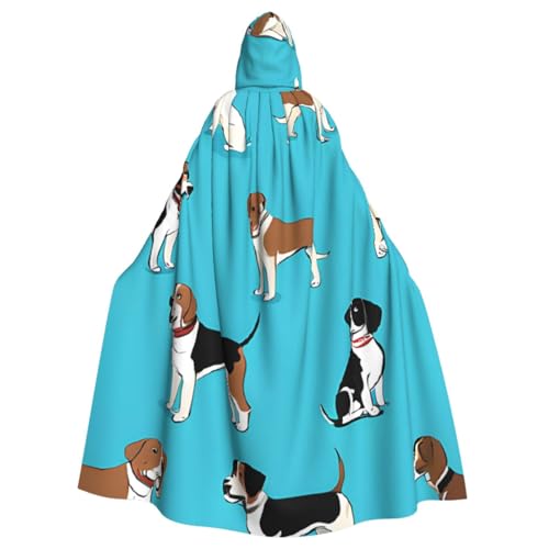 LRHCNZDCP Cartoon-Beagle-Hund, bedruckt, Unisex, Kapuzenmantel, Umhang für Erwachsene, Cosplay, Uniform, Sensenmann, Vampir-Party, Halloween, Faschingskostüme von LRHCNZDCP