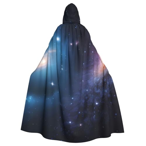 LRHCNZDCP Galaxie-bedruckter Unisex-Kapuzenumhang für Erwachsene, Cosplay, Uniform, Sensenmann, Vampir-Party, Halloween, Faschingskostüme von LRHCNZDCP