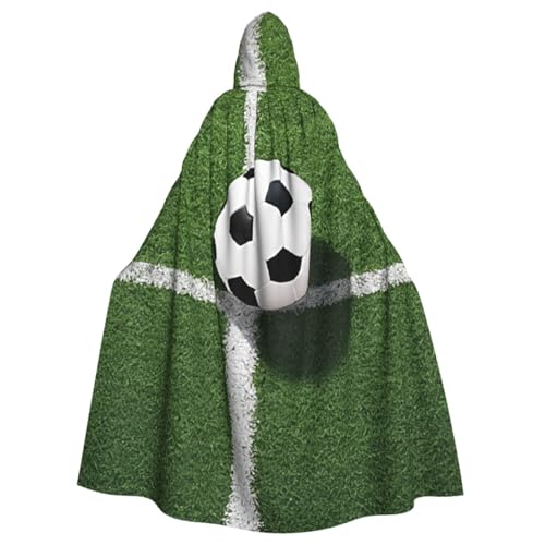 LRHCNZDCP Grünes Gras, Fußball-Druck, bedruckt, Unisex, Kapuzenmantel, Umhang für Erwachsene, Cosplay, Uniform, Sensenmann, Vampir-Party, Halloween, Faschingskostüme von LRHCNZDCP