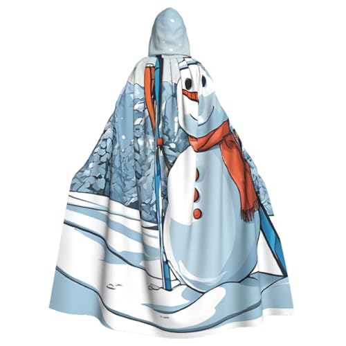 LRHCNZDCP Hardworking Snowman Printed Unisex Hooded Robe Cloak Adult Cape Cosplay Uniform Grim Reaper Vampir Party Halloween Fancy Dress Costumes von LRHCNZDCP