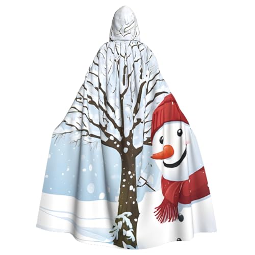 LRHCNZDCP Kapuzenumhang mit Aufschrift "Merry Christmas With Happy Snowman", Unisex, für Erwachsene, Cosplay, Uniform, Sensenmann, Vampir-Party, Halloween, Faschingskostüme von LRHCNZDCP