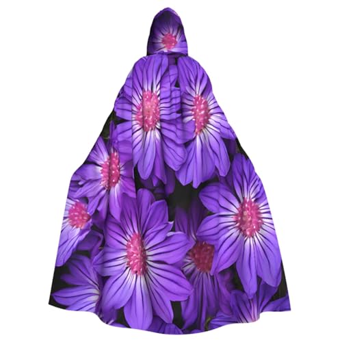 LRHCNZDCP Lila Lilie Blumen bedruckt Unisex Kapuzenmantel Umhang Erwachsene Umhang Cosplay Uniform Sensenmann Vampir Party Halloween Faschingskostüme von LRHCNZDCP