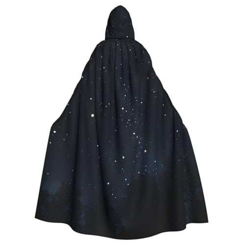 LRHCNZDCP Schwarzer Glitzer-bedruckter Unisex-Bademantel mit Kapuze, Umhang für Erwachsene, Cosplay, Uniform, Sensenmann, Vampir-Party, Halloween, Faschingskostüme von LRHCNZDCP