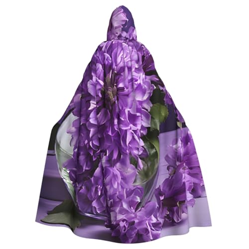 LRHCNZDCP Umhang mit blühenden lila Blumen, bedruckt, Unisex, mit Kapuze, für Erwachsene, Cosplay, Uniform, Sensenmann, Vampir-Party, Halloween, Faschingskostüme von LRHCNZDCP