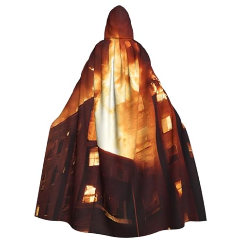 LRHCNZDCP Volcano bedruckter Unisex-Bademantel mit Kapuze, Umhang für Erwachsene, Cosplay, Uniform, Sensenmann, Vampir-Party, Halloween, Faschingskostüme von LRHCNZDCP