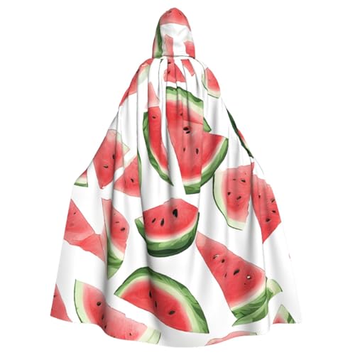 LRHCNZDCP Wassermelonen-Umhang mit frischem Obst, bedruckt, Unisex, mit Kapuze, Umhang für Erwachsene, Cosplay, Uniform, Sensenmann, Vampir-Party, Halloween, Faschingskostüme von LRHCNZDCP