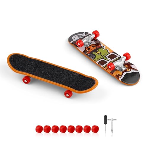 0XBIT Fingerskateboard, 2 Stück Finger Skateboard mit Mattierter Oberfläche, Mini Fingerboard mit Zufälligen Mustern, Anspruchsvolles Design, für als Kleines Geschenk für Teenager von 0XBIT