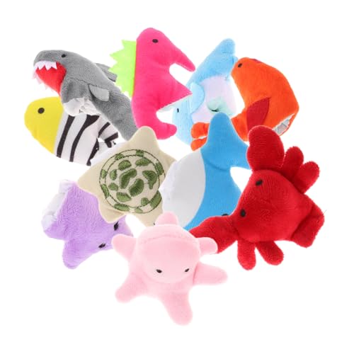 LRXIYODE 10 Stück Plüschtier Fingerpuppen in Meerestierform Tierische Fingerpuppe Handpuppen Für Eltern-Kind- Meerestierpuppen Fingerpuppen Für Kleinkinder Baumwolle von LRXIYODE