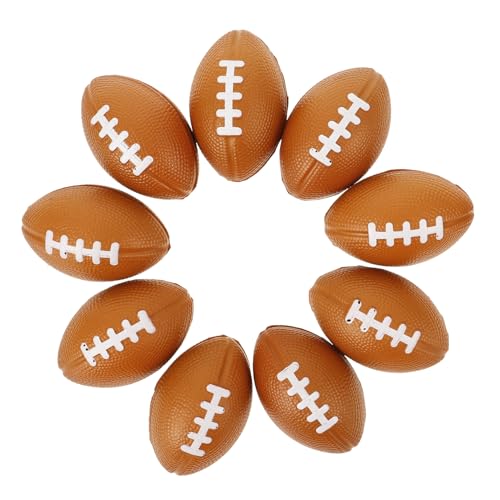 LRXIYODE 10 Stück Sprühfarbe Fußball Sensorische Stressbälle Party Gefälligkeiten Leckerlibeutelfüller Mini-Football-Helm Sensorische Bälle Stressbälle in Großen Mengen Pu Brown von LRXIYODE