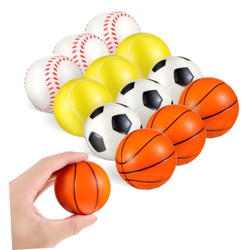 LRXIYODE 12 Stück Teiliges PU Stressbälle mit Fußball Basketball Tennis und Baseball Motiv Antistressbälle für Erwachsene Kleine Sportspielzeug Spielzeuge zur Stresslinderung und LRXIYODE 12 Stück Teiliges PU Stressbälle mit Fußball Basketball Tennis und Baseball Motiv Antistressbälle für Erwachsene Kleine Sportspielzeug Spielzeuge zur Stresslinderung und von LRXIYODE