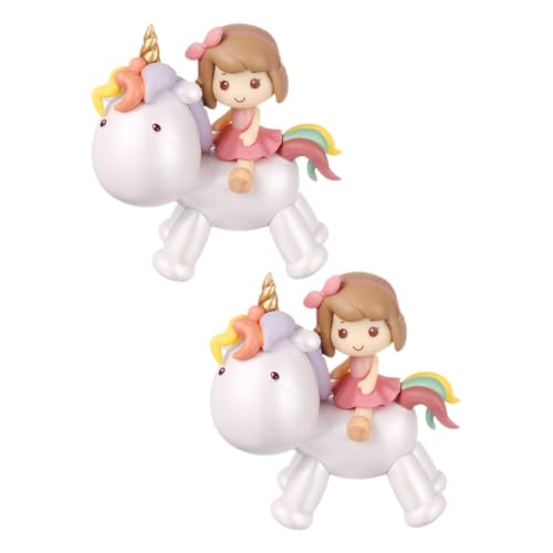 LRXIYODE 2 Stück Einhorn-kuchendekoration Cupcake-puppen Schreibtischdekorationen Kuchendeckel Für Babys Tortenaufsatz Für Die Babyparty Einhorn-mädchen-ornamente Partydekorationen Pvc von LRXIYODE