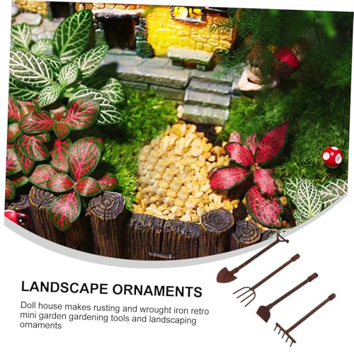 LRXIYODE 4 Stück Miniatur Gartenwerkzeug Set Teilig Rustikale Puppenhaus Gartenzubehör Langlebige Mini Garten Schaufel Rechen Besen für Puppenhaus und Fairy Garden Dekoration LRXIYODE 4 Stück Miniatur Gartenwerkzeug Set Teilig Rustikale Puppenhaus Gartenzubehör Langlebige Mini Garten Schaufel Rechen Besen für Puppenhaus und Fairy Garden Dekoration von LRXIYODE