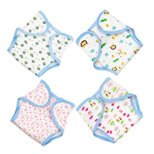 LRXIYODE 4pcs Wiederverwendbare Puppenwindeln, Waschbare Babypuppenwindeln, Neugeborene Puppenkleidungszubehör, Verstellbare Puppenunterwäsche Für Vorgetäuschtes Spielen von LRXIYODE