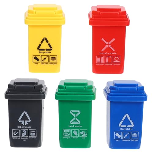 LRXIYODE 5 Stück Miniatur Mülltonnen mit Deckel Kleine Outdoor Abfalleimer für Puppenhaus und Modellbau Realistische Mini Abfallbehälter für Detailreiche Szenengestaltung LRXIYODE 5 Stück Miniatur Mülltonnen mit Deckel Kleine Outdoor Abfalleimer für Puppenhaus und Modellbau Realistische Mini Abfallbehälter für Detailreiche Szenengestaltung von LRXIYODE
