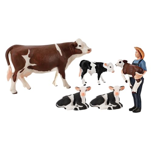 LRXIYODE 5 Stück Teiliges Miniatur Rinderfiguren PVC Kuh Modelle Realistische Simulation Cattle Figurines für Innen Außen Dekoration Lernspielzeug LRXIYODE 5 Stück Teiliges Miniatur Rinderfiguren PVC Kuh Modelle Realistische Simulation Cattle Figurines für Innen Außen Dekoration Lernspielzeug von LRXIYODE