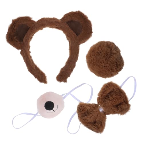 LRXIYODE Bärenohren Haarreif mit Kunstnase und Fliege Flauschiges Tierkostüm Zubehör für Damen und Herren Wiederverwendbares Cosplay Stirnband für Karneval Halloween und Partys LRXIYODE Bärenohren Haarreif mit Kunstnase und Fliege Flauschiges Tierkostüm Zubehör für Damen und Herren Wiederverwendbares Cosplay Stirnband für Karneval Halloween und Partys von LRXIYODE