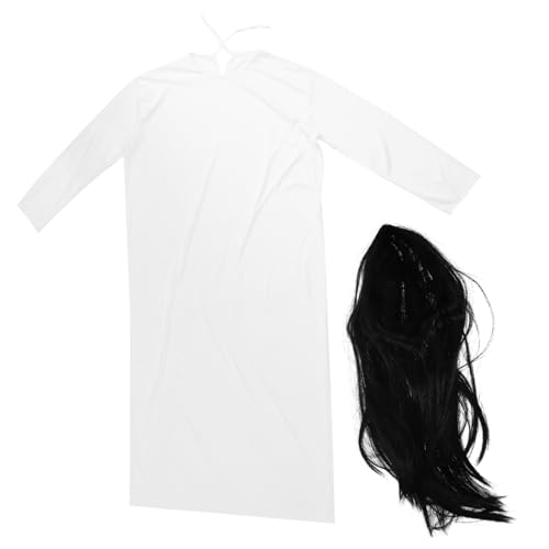 LRXIYODE Halloween Horror Kostüm Damen Weißes Kleid und Schwarze Perücke Geisterkostüm Set für Haunted House Cosplay und Gruselige Verkleidung bei Halloween Party LRXIYODE Halloween Horror Kostüm Damen Weißes Kleid und Schwarze Perücke Geisterkostüm Set für Haunted House Cosplay und Gruselige Verkleidung bei Halloween Party von LRXIYODE