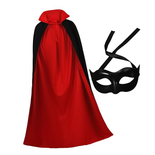 LRXIYODE Halloween Kostüm für Erwachsene mit Schwarzer Gesichtsmaske und Schwarzem Umhang mit Kapuze Masquerade Party Requisite für Karneval Cosplay LRXIYODE Halloween Kostüm für Erwachsene mit Schwarzer Gesichtsmaske und Schwarzem Umhang mit Kapuze Masquerade Party Requisite für Karneval Cosplay von LRXIYODE