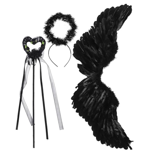 LRXIYODE Halloween Teufelsflügel Kostüm Mittlere Schwarze Federflügel Leichter Umhang Faltbar und Angenehm für Halloween und Kostümpartys Role Play Zubehör für Festival Events LRXIYODE Halloween Teufelsflügel Kostüm Mittlere Schwarze Federflügel Leichter Umhang Faltbar und Angenehm für Halloween und Kostümpartys Role Play Zubehör für Festival Events von LRXIYODE