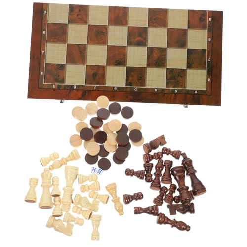 LRXIYODE Holz Schachspiel Faltbares Schachbrett mit Dame und Backgammon Tragbares Lernspiel für Familie und Erwachsene Educational Toy LRXIYODE Holz Schachspiel Faltbares Schachbrett mit Dame und Backgammon Tragbares Lernspiel für Familie und Erwachsene Educational Toy von LRXIYODE