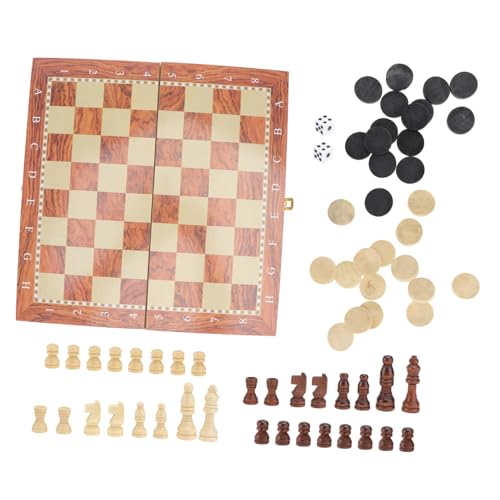 LRXIYODE Klappbares Holz Schachspiel mit Figuren für Familie Multifunktionales Schach Dame und Tragbar Langlebig und Leicht zu Verstauen Ab Jahren LRXIYODE Klappbares Holz Schachspiel mit Figuren für Familie Multifunktionales Schach Dame und Tragbar Langlebig und Leicht zu Verstauen Ab Jahren von LRXIYODE