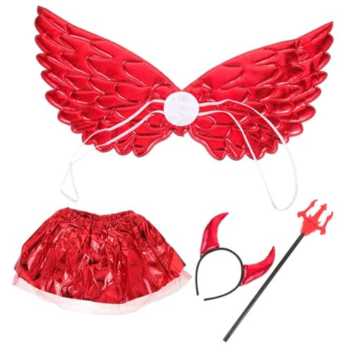 LRXIYODE Rotes Halloween Teufel Kostüm mit Tüllrock Teufelshorn Stirnband Flügel und Dreizack Langlebige Cosplay Accessoires für Damen Karneval Fasching Mottoparty LRXIYODE Rotes Halloween Teufel Kostüm mit Tüllrock Teufelshorn Stirnband Flügel und Dreizack Langlebige Cosplay Accessoires für Damen Karneval Fasching Mottoparty von LRXIYODE