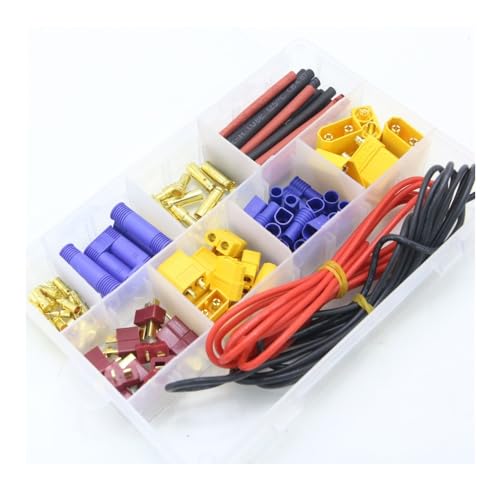 LSFWJP T-Stecker / XT60 / XT90 / EC3 / EC5 Stecker- und Buchsenstecker-Adapteranschlüsse mit 16 AWG Silikondraht und Schrumpfschlauch for RC FPV-Drohnen (Color : XT60 XT90 EC3 EC5 T) von LSFWJP