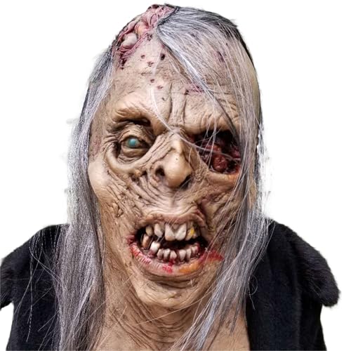 LSFYSZD Halloween Gruselige Zombie-Maske, realistische alte Mann-Maske, Horror, Walking Dead, voller Kopf, gruseliger Teufel, Erwachsenen-Cosplay-Kostümmaske (wie abgebildet, Einheitsgröße) von LSFYSZD