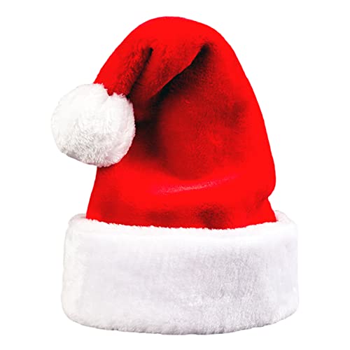 LSFYSZD Pailletten-Schneeflocken-Weihnachtsmann-Mütze für Erwachsene, Plüsch-Kunstfellbesatz, Bommel, Unisex, Weihnachtsmütze für Urlaub, Party (rotes kurzes Fell für Erwachsene, Einheitsgröße) von LSFYSZD