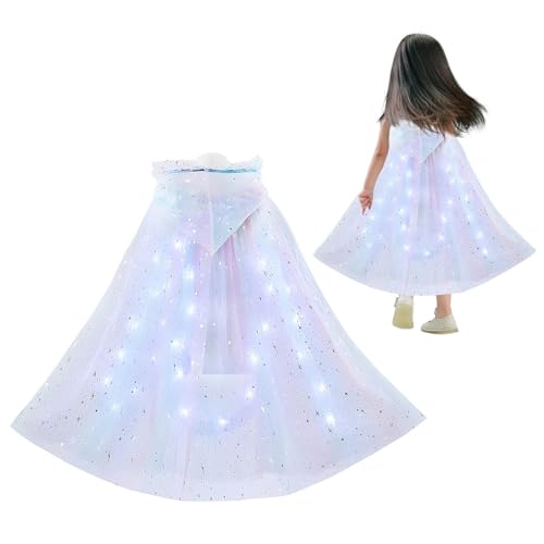 LSFYYDS LED-Prinzessin-Kleidung für Kleine Mädchen, Leuchtende Prinzessin mit Kapuze, Umhang für Kinder, Prinzessinnen-Umhang-Kostüm für Kleine Mädchen (A) von LSFYYDS